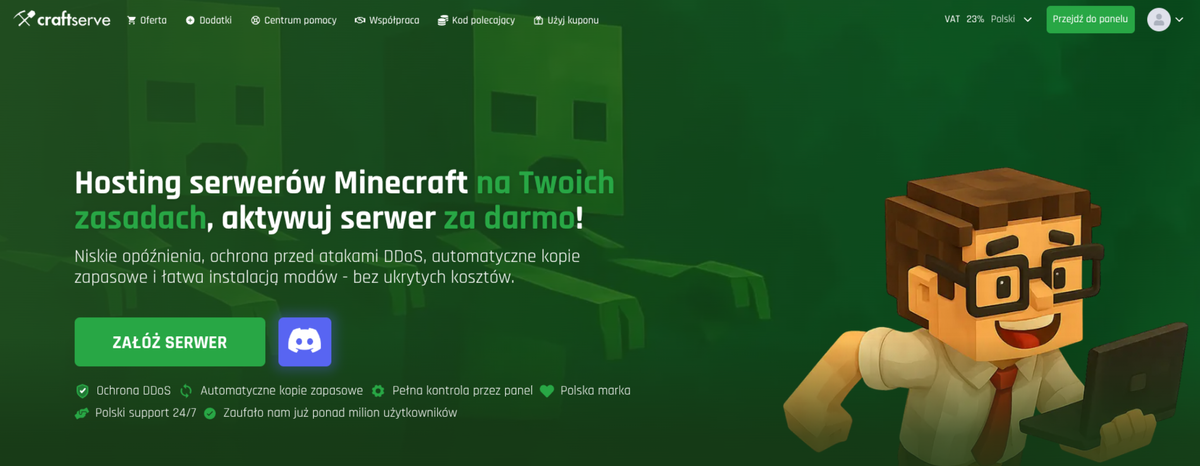 Craftserve.com - kod rabatowy, dodatkowe 10 dni aktywności serwera